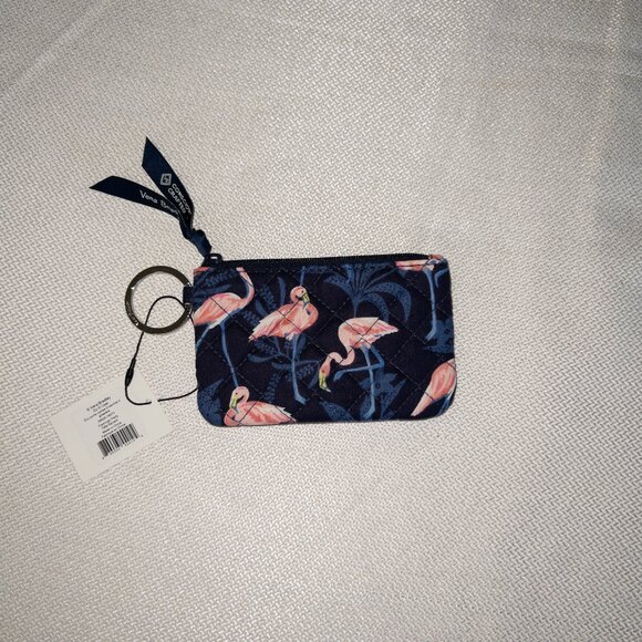 Vera Bradley Zip ID Small Wallet –Flamingo Garden Print-Card Holder, Keychain - Picture 6 of 7